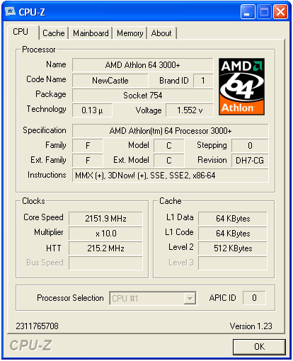 CPUZ CPU Specs